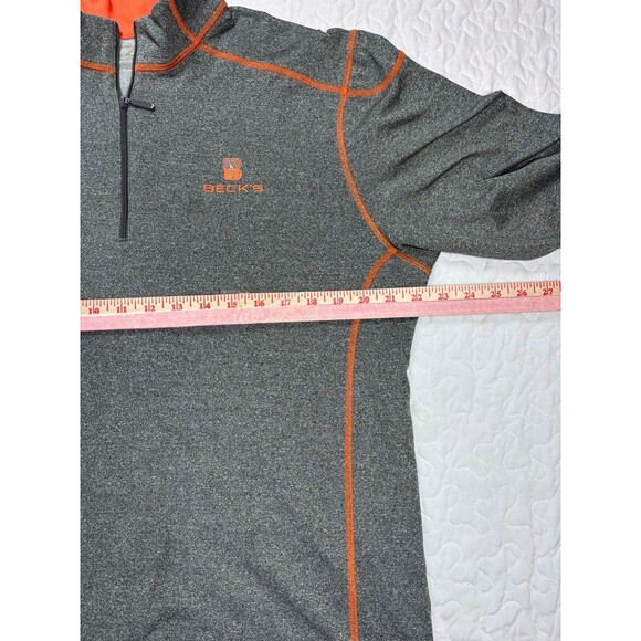 Becks Men’s Grey Orange Quarter Zip Pull Over Athletic Sweater size large - Picture 7 of 7
